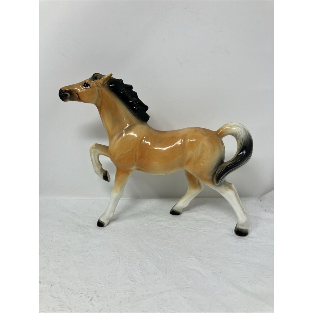 Vintage Wales Japan Ceramic Horse Figurine Porcelain Mustang Equestrian 7“